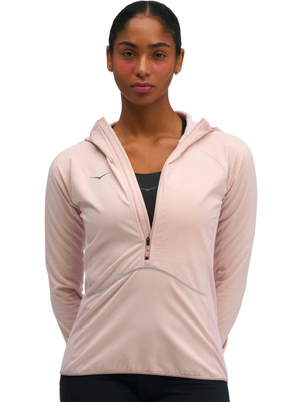 Kurtka damska HOKA SkyGlow Half-Zip pebble grey