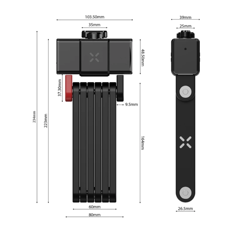 Zapięcie rowerowe składane BLACK X Titan Smart Folding Lock black