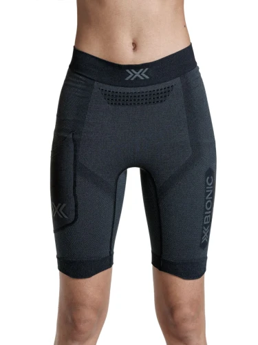 Spodenki damskie X-BIONIC Xceed Run Short Tights black/rhino grey